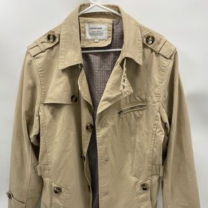 Women's David Ann  Long Sleeve Peacoat Coat Jacket Sz L Cotton Blend beige